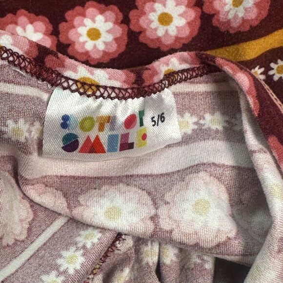 Dot Dot Smile Girl's Maroon Floral Flowy Empire Twirl Dress Size 5/6 - Picture 5 of 6